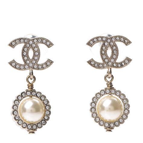 chanel glass pearl earrings|chanel earrings with pearl drop.